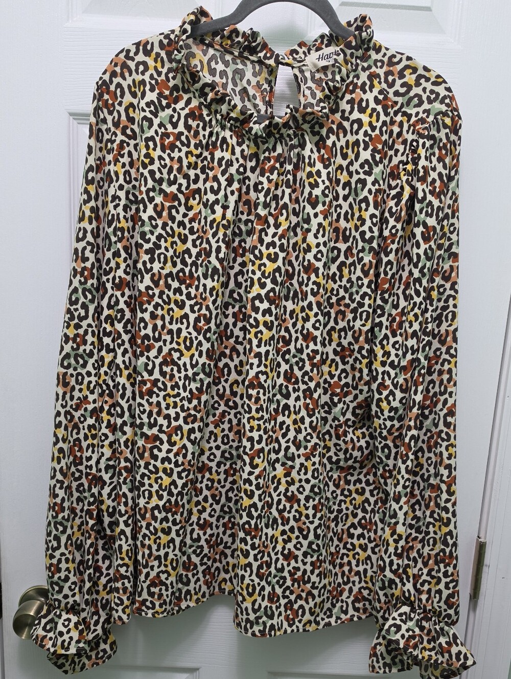 Haptics By Holly Harper Cream Multi-Color Leopard Print Top 2xl